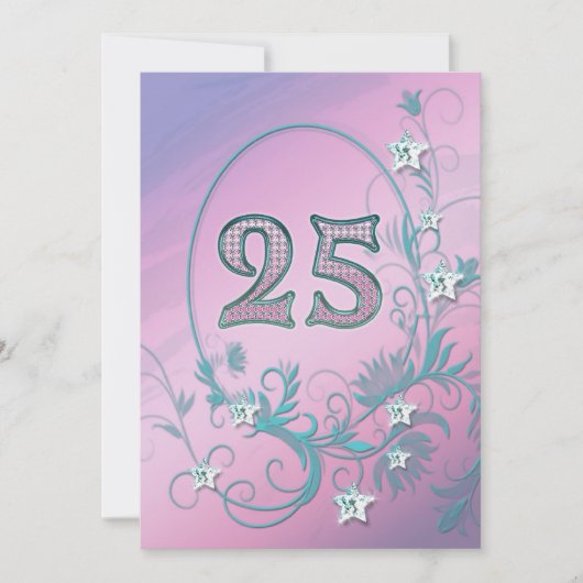 25歳の誕生日パーティーの招待状 招待状 (正面)