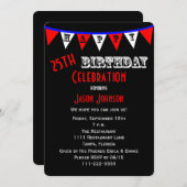 25歳の誕生日パーティー招待バンティング 招待状 (正面/裏面)