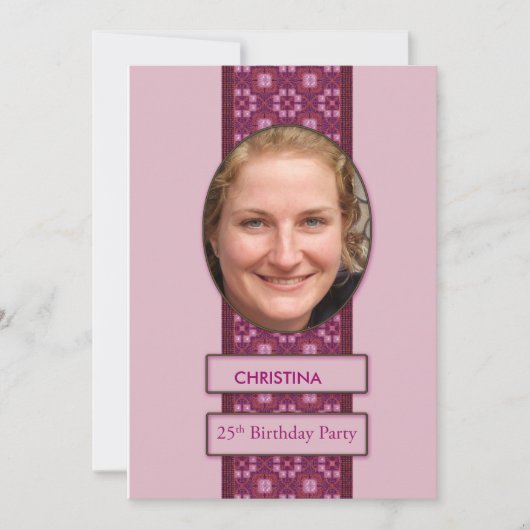 25歳の誕生日パーティー招待状の絵と名前 招待状 (正面)