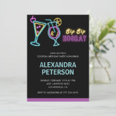 25歳の誕生日招待状カクテルネオングロー 招待状 (スタンド正面)