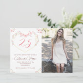 25歳の誕生日招待状ボホフローラ写真 招待状 (スタンド正面)