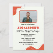 25歳の誕生日招待状メンズレッドシンプル写真 招待状 (正面)