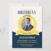 25歳の誕生日招待状メンバッジ写真 招待状 (正面)