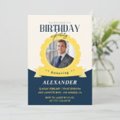 25歳の誕生日招待状メンバッジ写真 招待状 (スタンド正面)