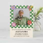 25歳の誕生日招待状レトロGroovy花 招待状 (スタンド正面)