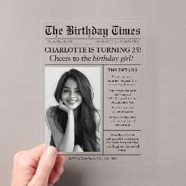 25歳の誕生日新聞風フォト アクリル招待状