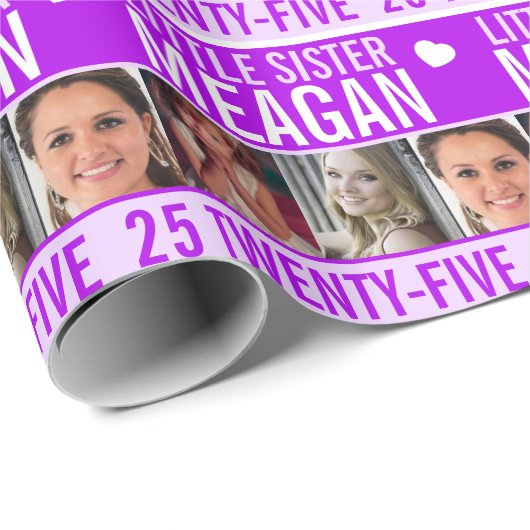 25歳の誕生日3枚の写真紫の妹 ラッピングペーパー (ロールコーナー)