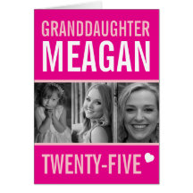 25歳の誕生日3枚ピンクの孫娘