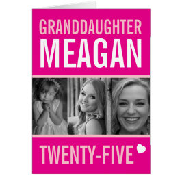 25歳の誕生日3枚ピンクの孫娘