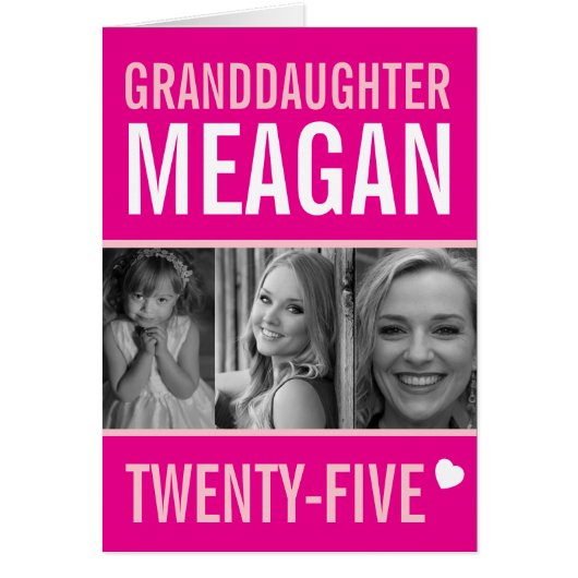 25歳の誕生日3枚ピンクの孫娘 (正面)
