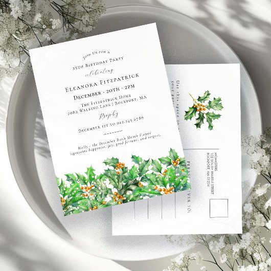 25歳の誕生日 ハリ- 12月 誕生月の花 インビテーションポストカード
