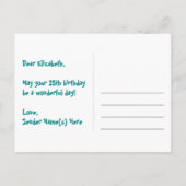 25歳の誕生日:ピンクのストライプとハート、レインボー25 ポストカード (裏面)