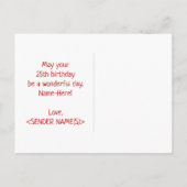 25歳の誕生日：大胆、楽しい、シンプル、虹 25 ポストカード (裏面)