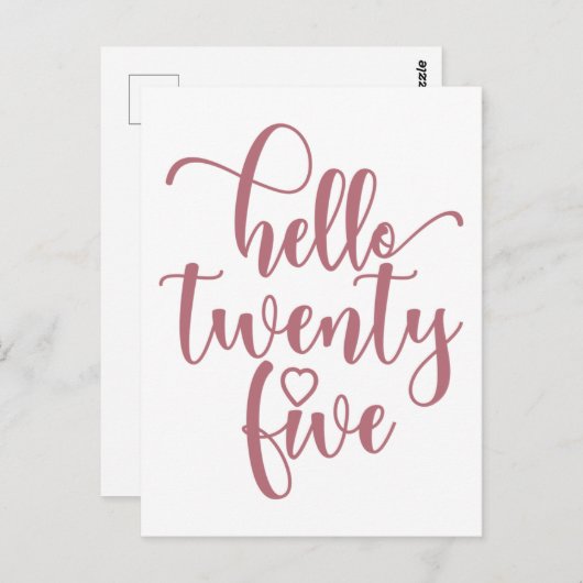 25歳の誕生日 女性 ハロー25 かわいい25歳 ポストカード (正面/裏面)