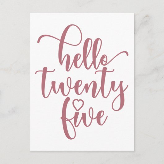 25歳の誕生日 女性 ハロー25 かわいい25歳 ポストカード (正面)