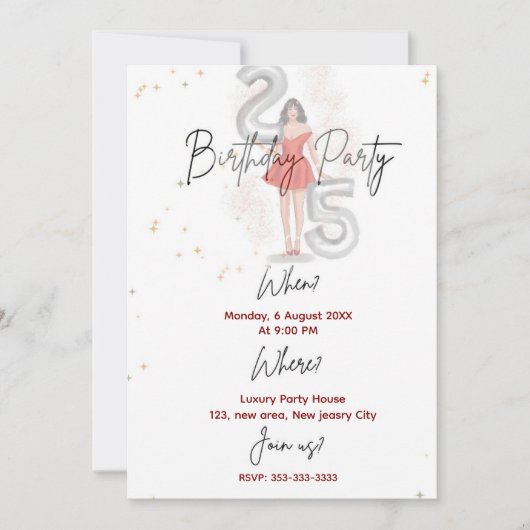 25歳の誕生日 招待状 (正面)