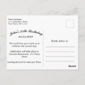 25歳の誕生日 王室 銀 赤 招待状 (裏面)