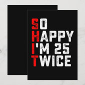 25歳を2回もお祝いできて超ハッピーな50歳の誕生日 招待状 (正面/裏面)