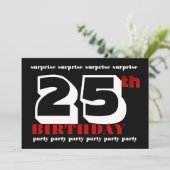 25歳サプライズ誕生日パーティー招待状テンプレート 招待状 (スタンド正面)
