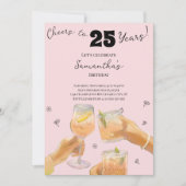 25歳モダンガーリーの誕生日パーティーへの応援 招待状 (正面)