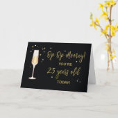 25歳誕生日シャンパン金ゴールドグリッター効果 カード (黄色い花)