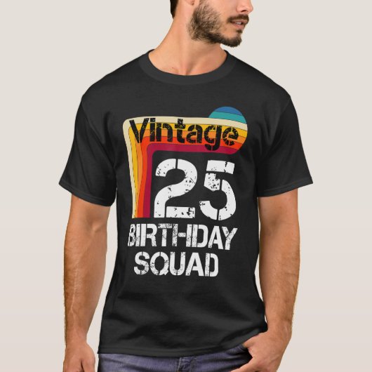 25歳誕生日ヴィンテージ25th誕生日ファミリー tシャツ (正面)