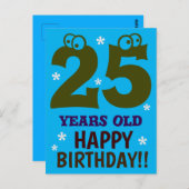25歳 お誕生日おめでとう！楽しい ポストカード (正面/裏面)