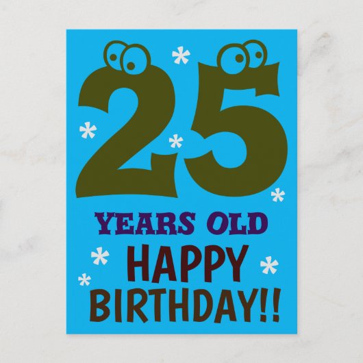 25歳 お誕生日おめでとう！楽しい ポストカード (正面)