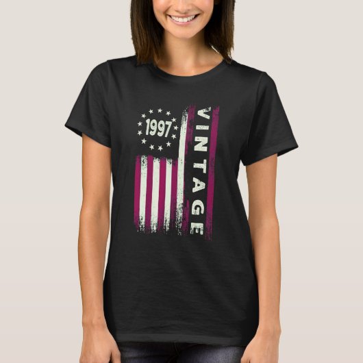 25歳 アメリカ国旗 1997年 ヴィンテージ 25歳の誕生日 Tシャツ (正面)