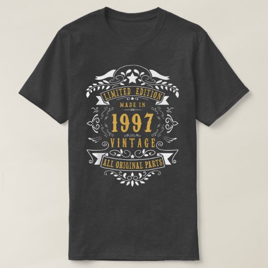 25歳、25歳の誕生日が1997生まれ年にメンWで製作される Tシャツ (デザイン正面)