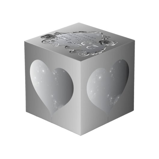 25番目のシルバイグレーのバラハートフレーム4枚 フォトキューブ (裏面アングル)