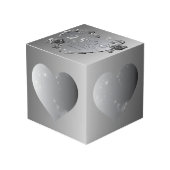 25番目のシルバイグレーのバラハートフレーム4枚 フォトキューブ (正面アングル)