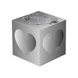 25番目のシルバイグレーのバラハートフレーム4枚 フォトキューブ