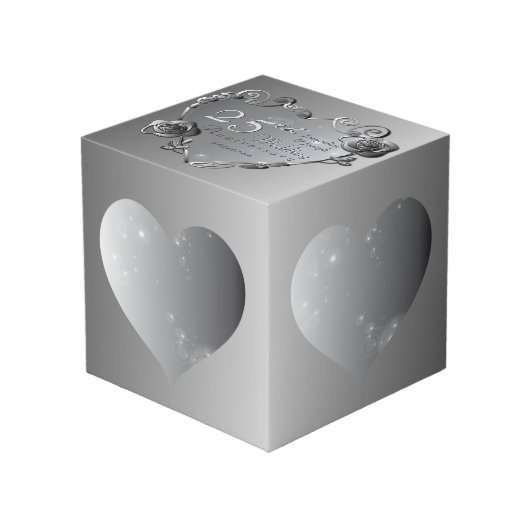 25番目のシルバイグレーのバラハートフレーム4枚 フォトキューブ (正面アングル)