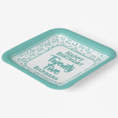 25番目のパーティー乱数パターンティール（緑がかった色）/白 ペーパープレート (傾斜あり)