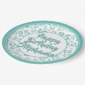 25番目のパーティー乱数パターンティール（緑がかった色）/白 ペーパープレート (アングル)