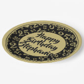 25番目のパーティー乱数パターンブラック/金ゴールド ペーパープレート (アングル)