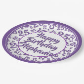 25番目のパーティー乱数パターン紫/白 ペーパープレート (アングル)