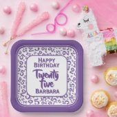 25番目のパーティー乱数パターン紫/白 ペーパープレート (パーティー)