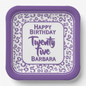 25番目のパーティー乱数パターン紫/白 ペーパープレート (正面)