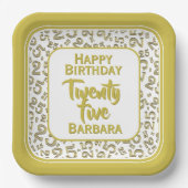 25番目のパーティー乱数パターン金ゴールド/白 ペーパープレート (正面)