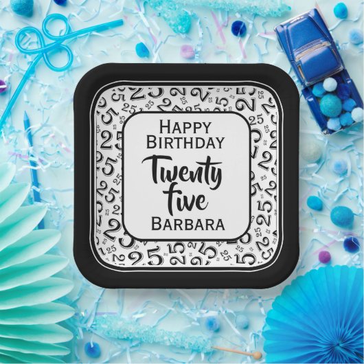 25番目のパーティー乱数パターン黒/白 ペーパープレート (パーティー)