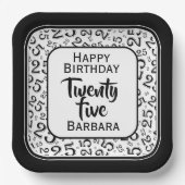 25番目のパーティー乱数パターン黒/白 ペーパープレート (正面)