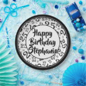 25番目のパーティー乱数パターン黒/白 ペーパープレート (パーティー)