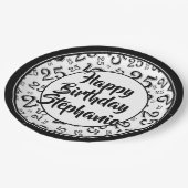 25番目のパーティー乱数パターン黒/白 ペーパープレート (アングル)