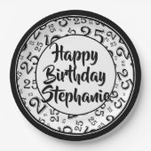 25番目のパーティー乱数パターン黒/白 ペーパープレート (正面)