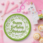 25番目のパーティー乱数パターン（緑/白） ペーパープレート (パーティー)