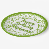 25番目のパーティー乱数パターン（緑/白） ペーパープレート (アングル)