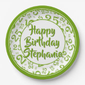 25番目のパーティー乱数パターン（緑/白） ペーパープレート (正面)