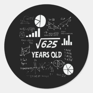25番目の誕生日平方根数学25歳の日 ラウンドシール